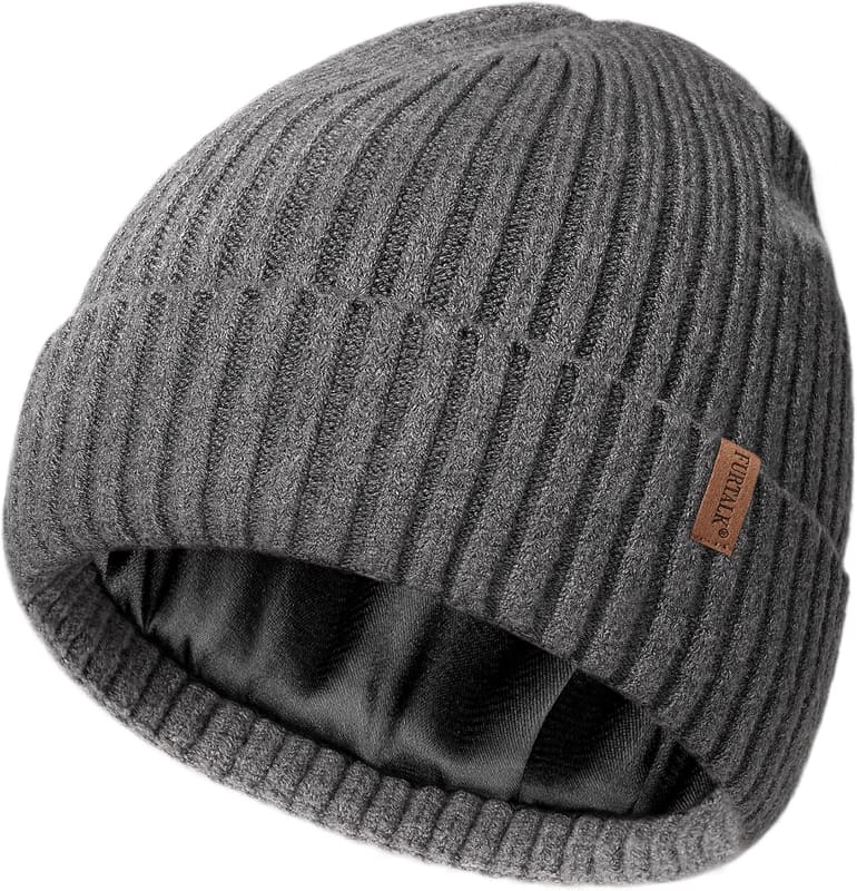 Satin lined Ribbed beanie