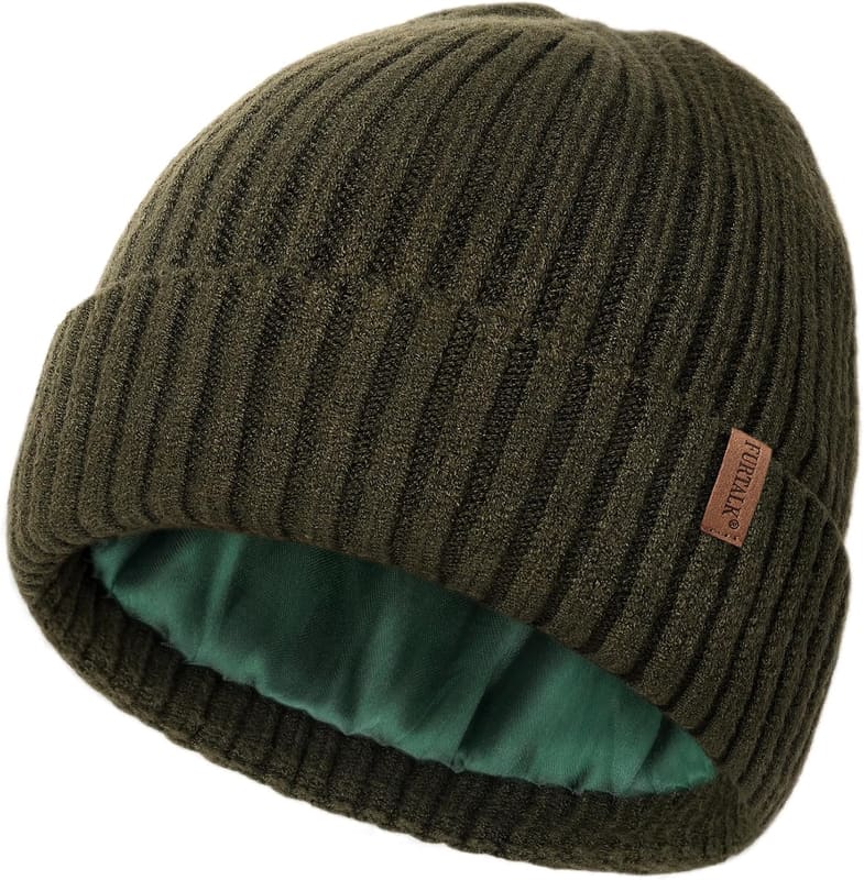 Satin lined Ribbed beanie