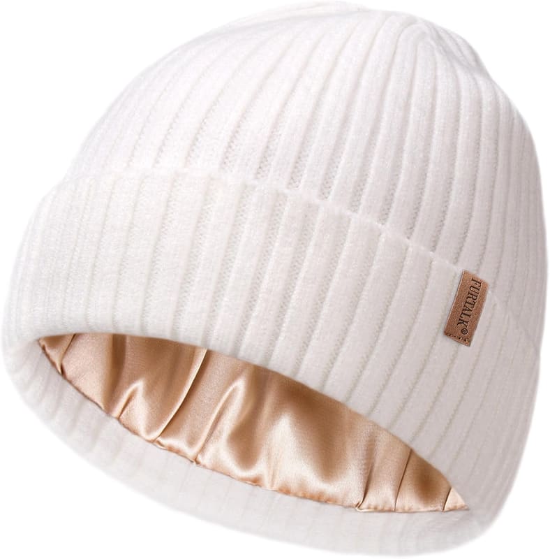 Satin lined Ribbed beanie