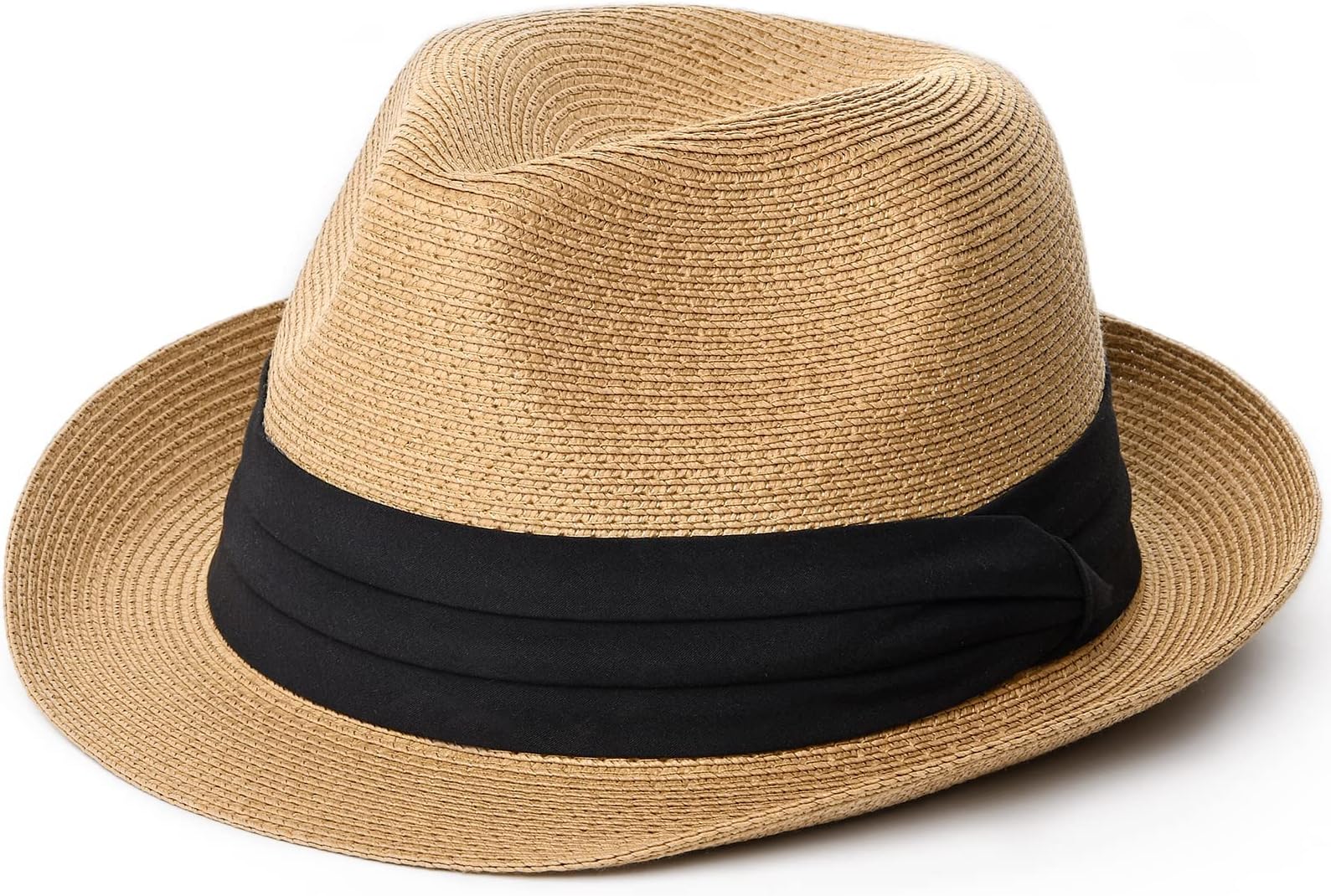 Short brim straw trilby