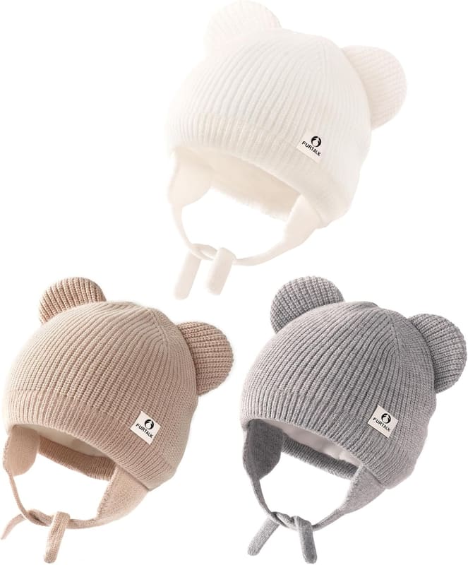 Soft bear ear newborn beanie