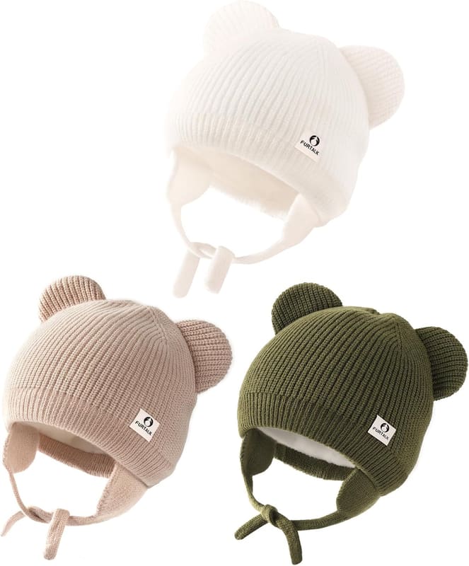 Soft bear ear newborn beanie