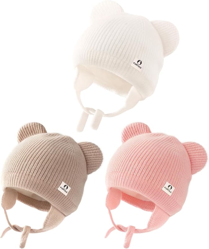 Soft bear ear newborn beanie