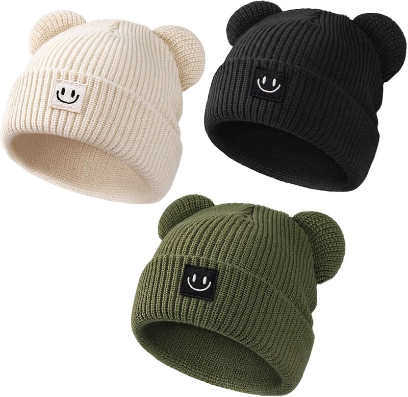 Soft bear ear toddler beanie