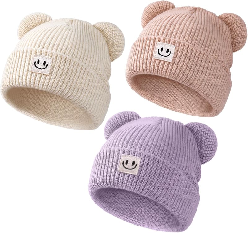 Soft bear ear toddler beanie
