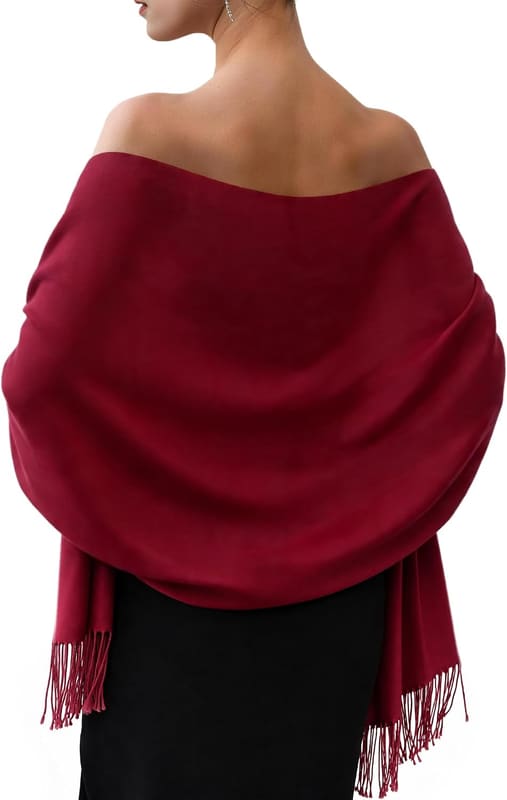 Soft wedding shawl in dark red