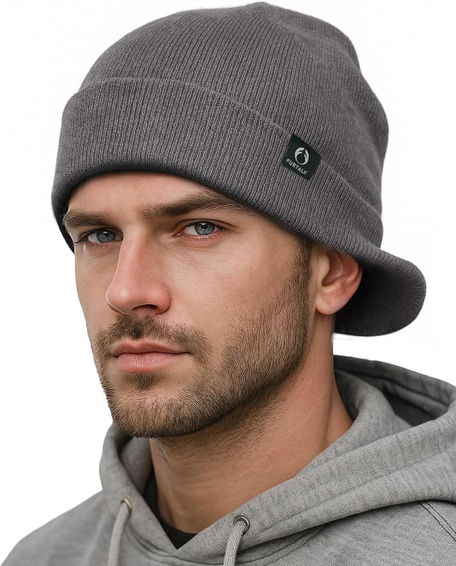 Thick knit brim beanie