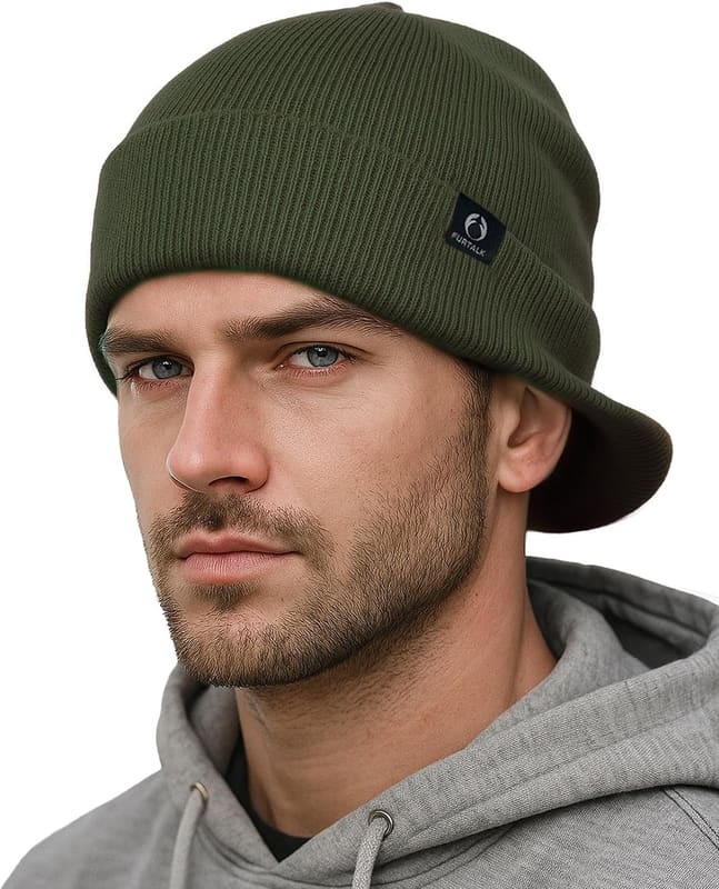 Thick knit brim beanie