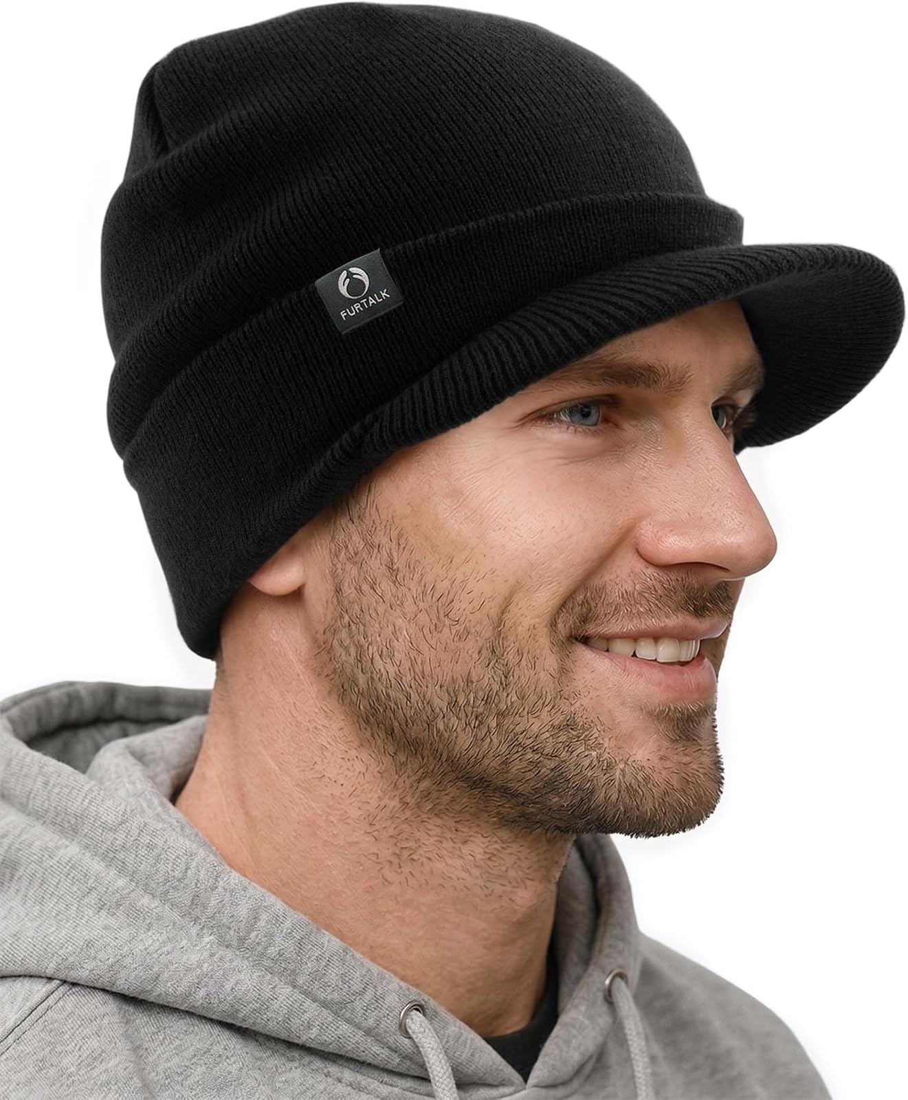 Thick knit brim beanie