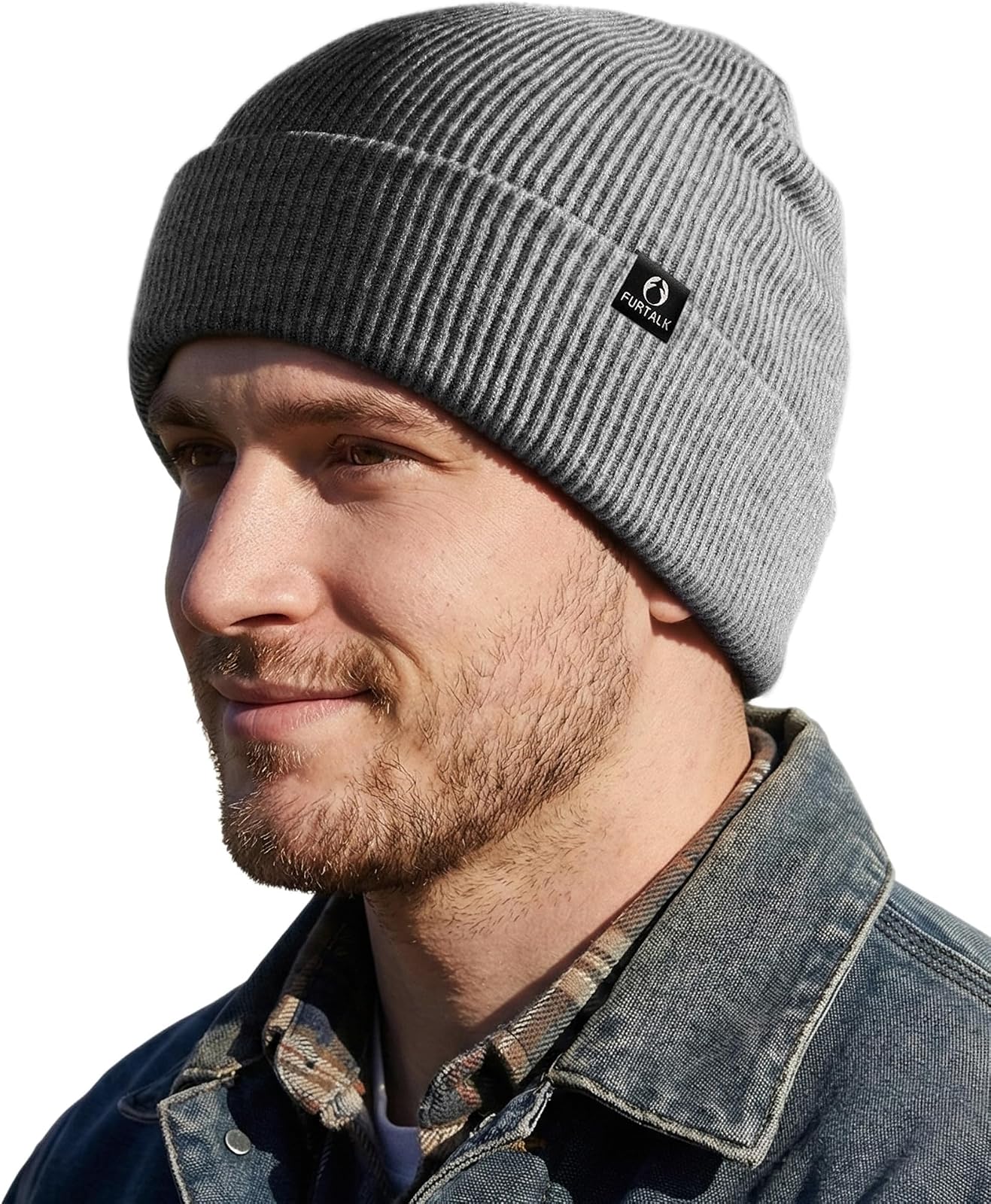 Ultra soft double beanie in light grey