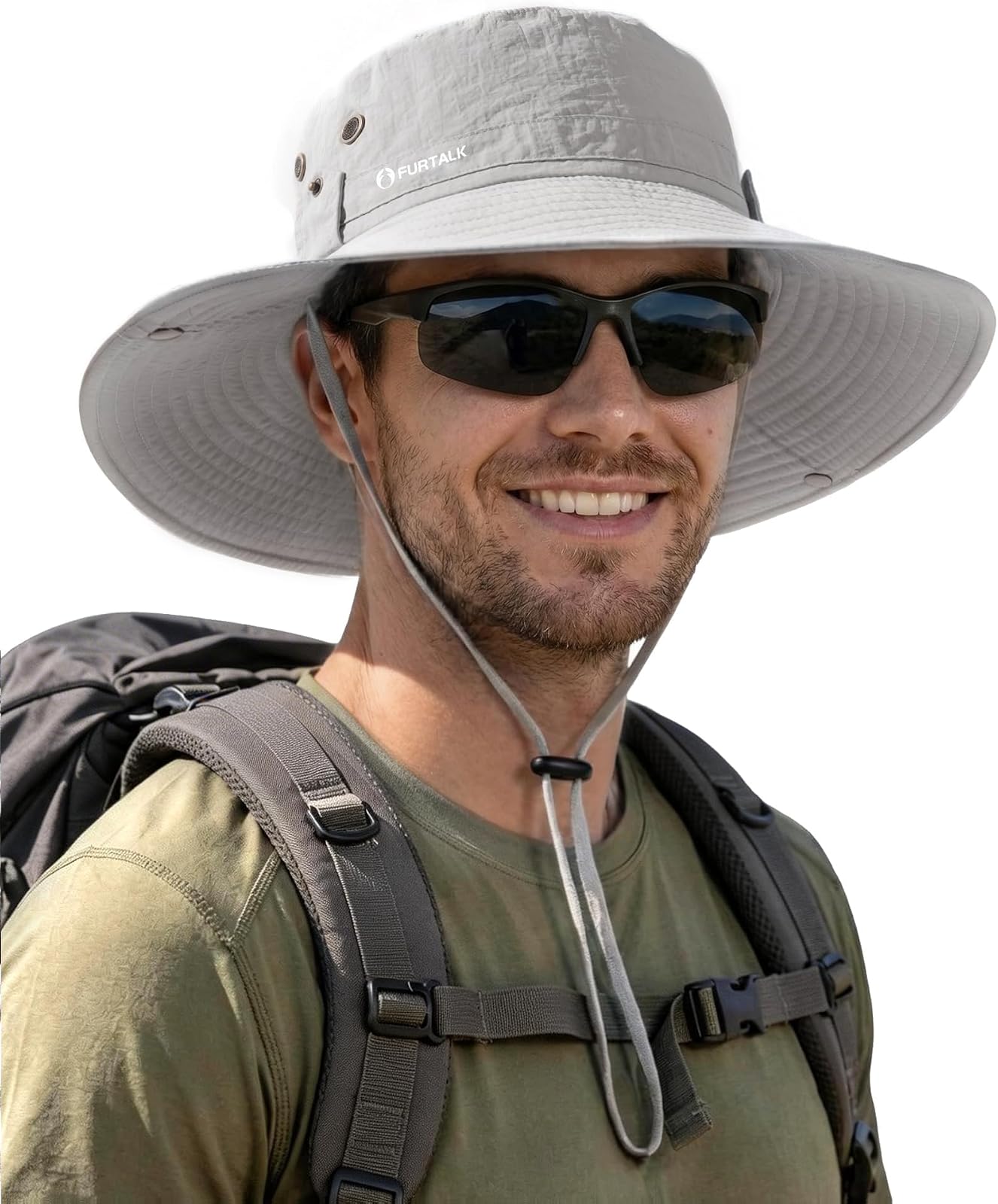 Wide brim fishing hat in light grey