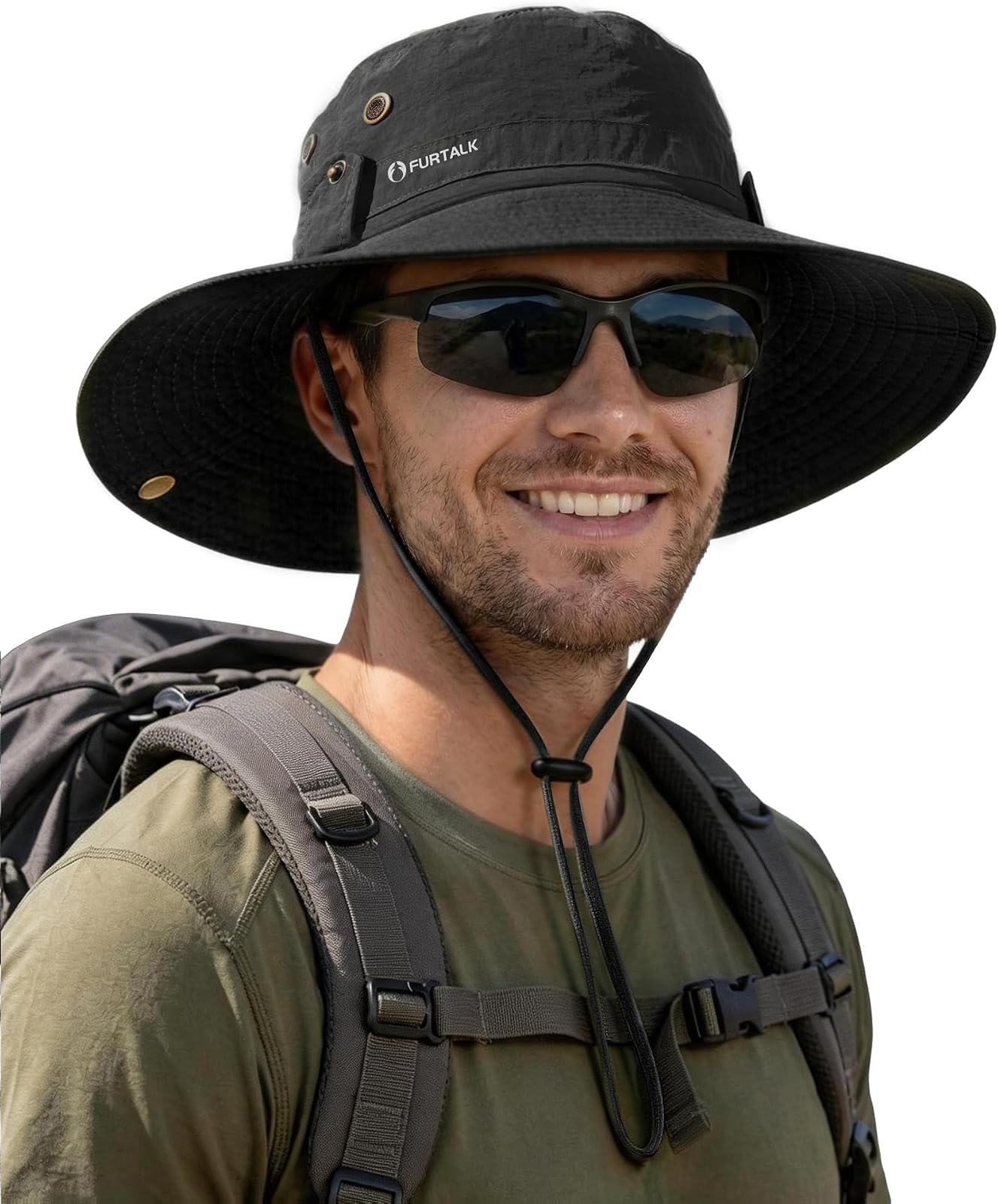 Wide brim fishing hat in black