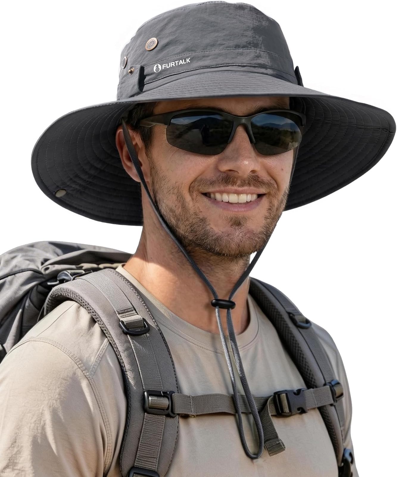 Wide brim fishing hat in dark grey