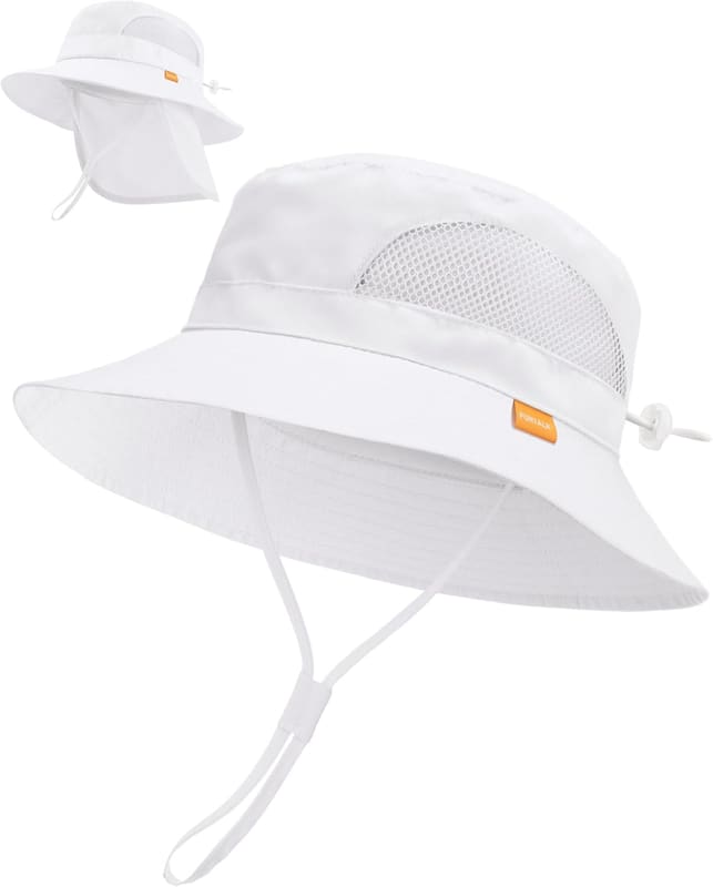 Wide brim Neck flap baby bucket hat