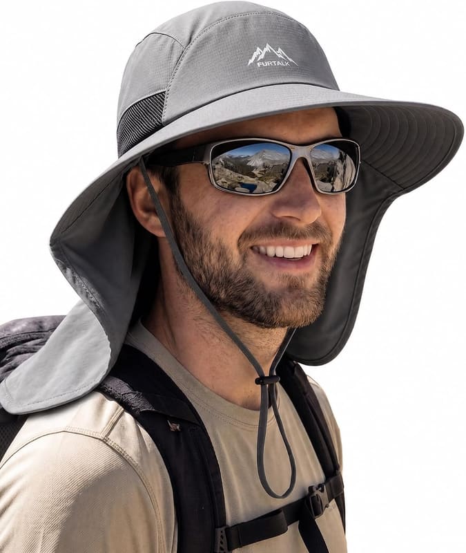 Wide brim Neck flap fishing hat