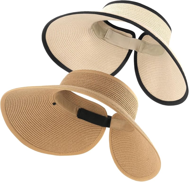 Wide brim ponytail visor