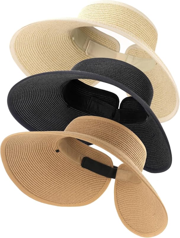 Wide brim ponytail visor