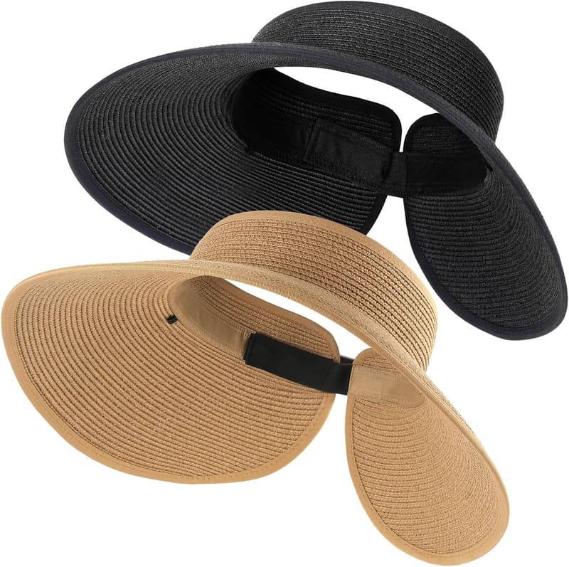 Wide brim ponytail visor