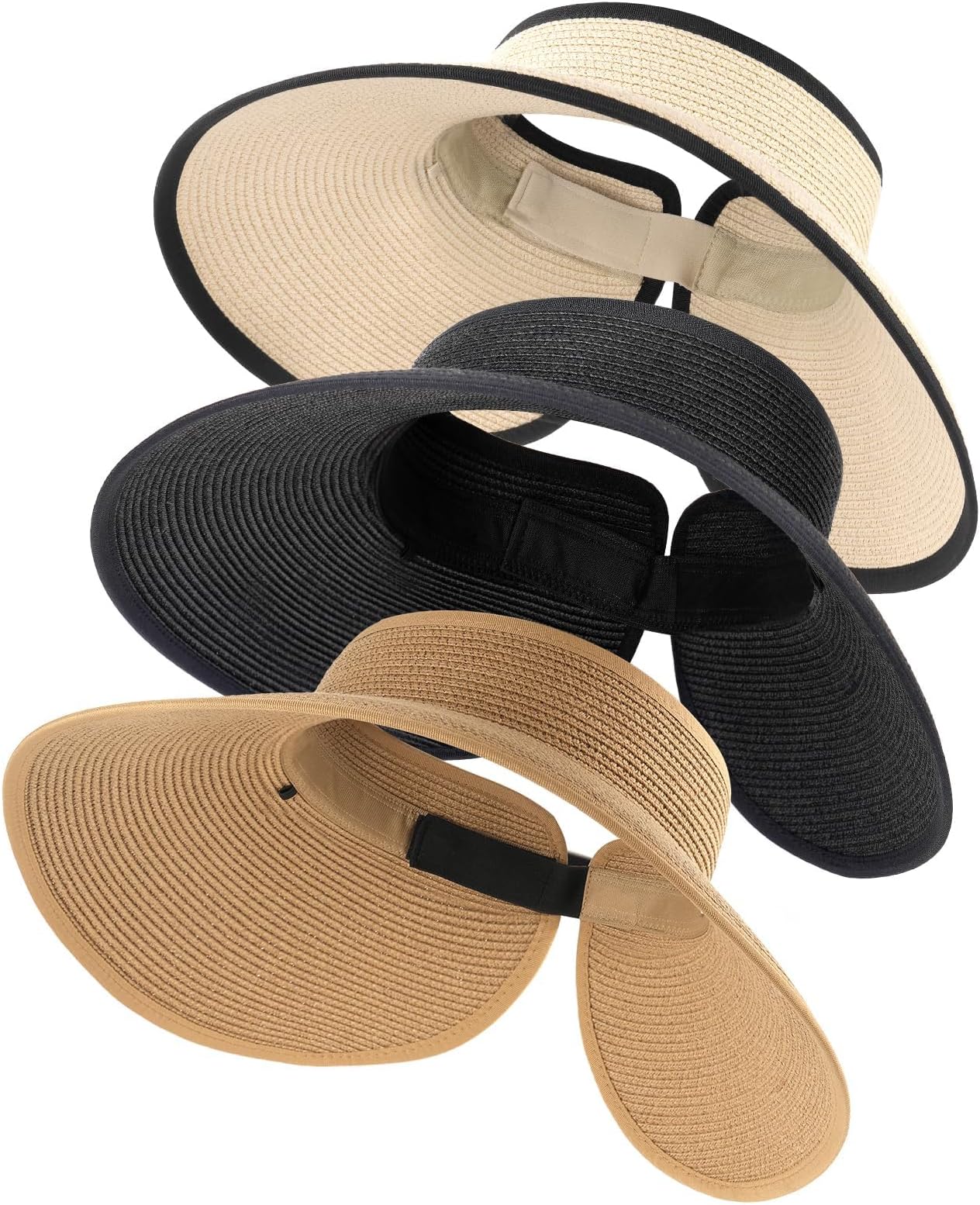 Wide brim ponytail visor