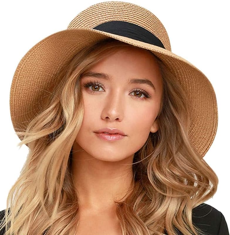 Wide brim travel straw in pure khaki