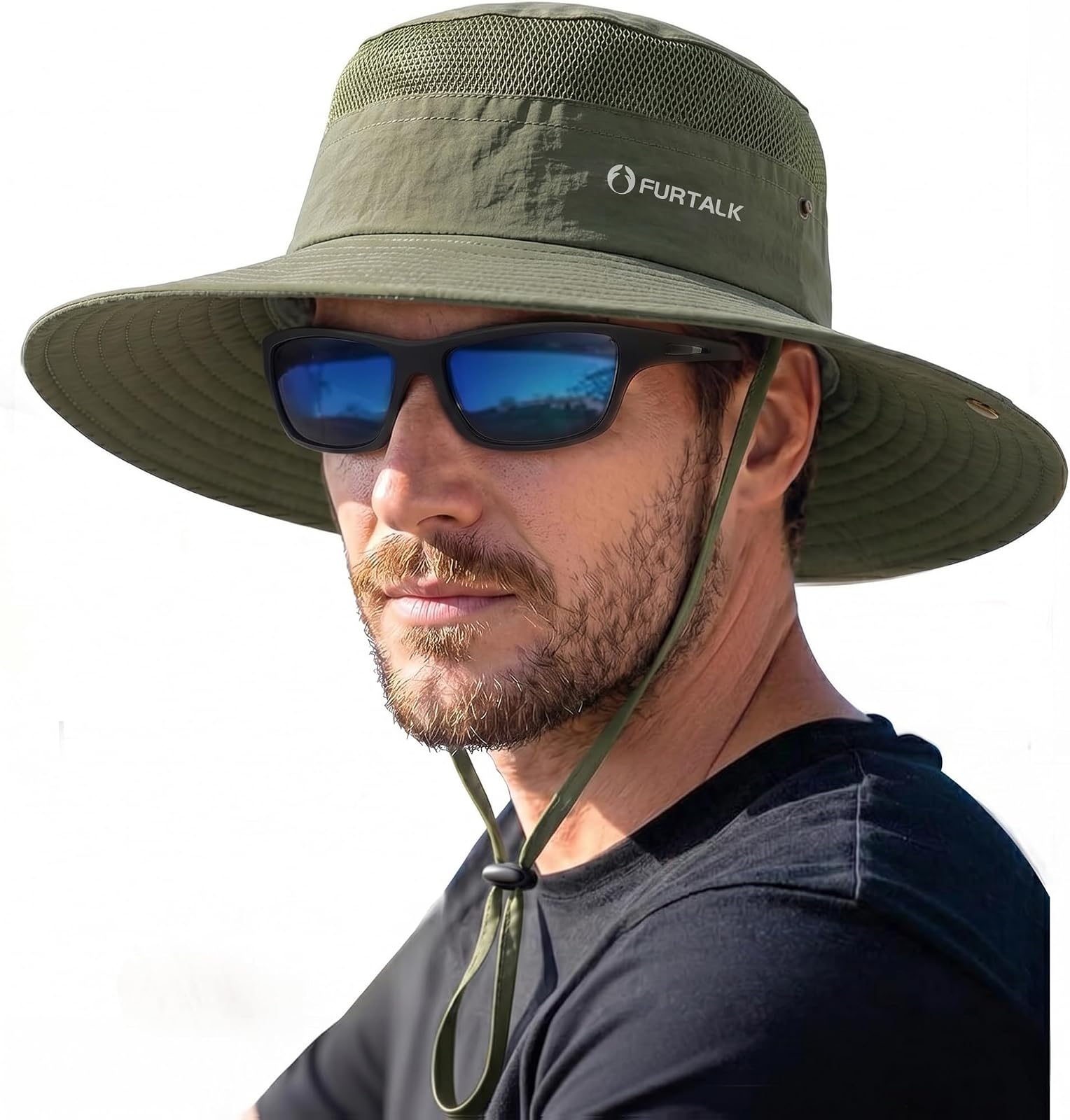 Wraparound mesh sun hat in green